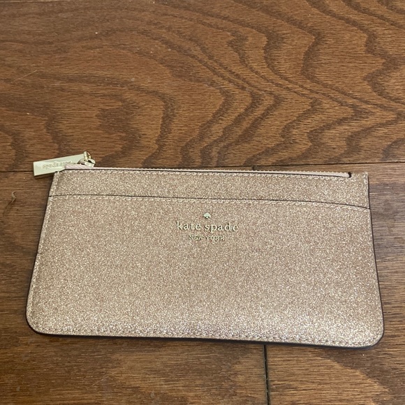 kate spade Accessories - Kate Spade glitter large slim cardholder - rose gold
